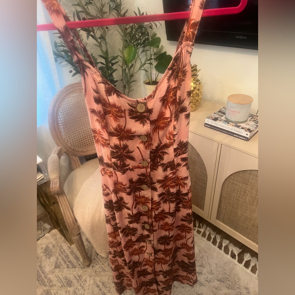 a.n.a Pink and Brown Palm Print Maxi Dress